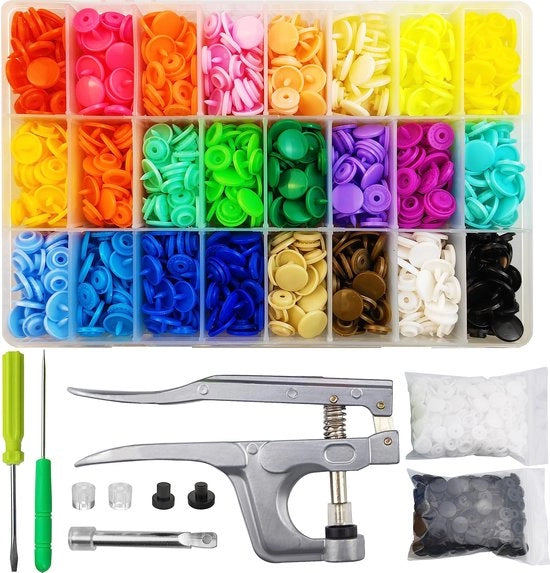 460 Set di Drukknopen in Plastica con Tang da Snapping, Kit di Drukknopen in Plastica 24-colore per Sartoria, Abbigliamento, Ricamo, Bambini, Pannolino