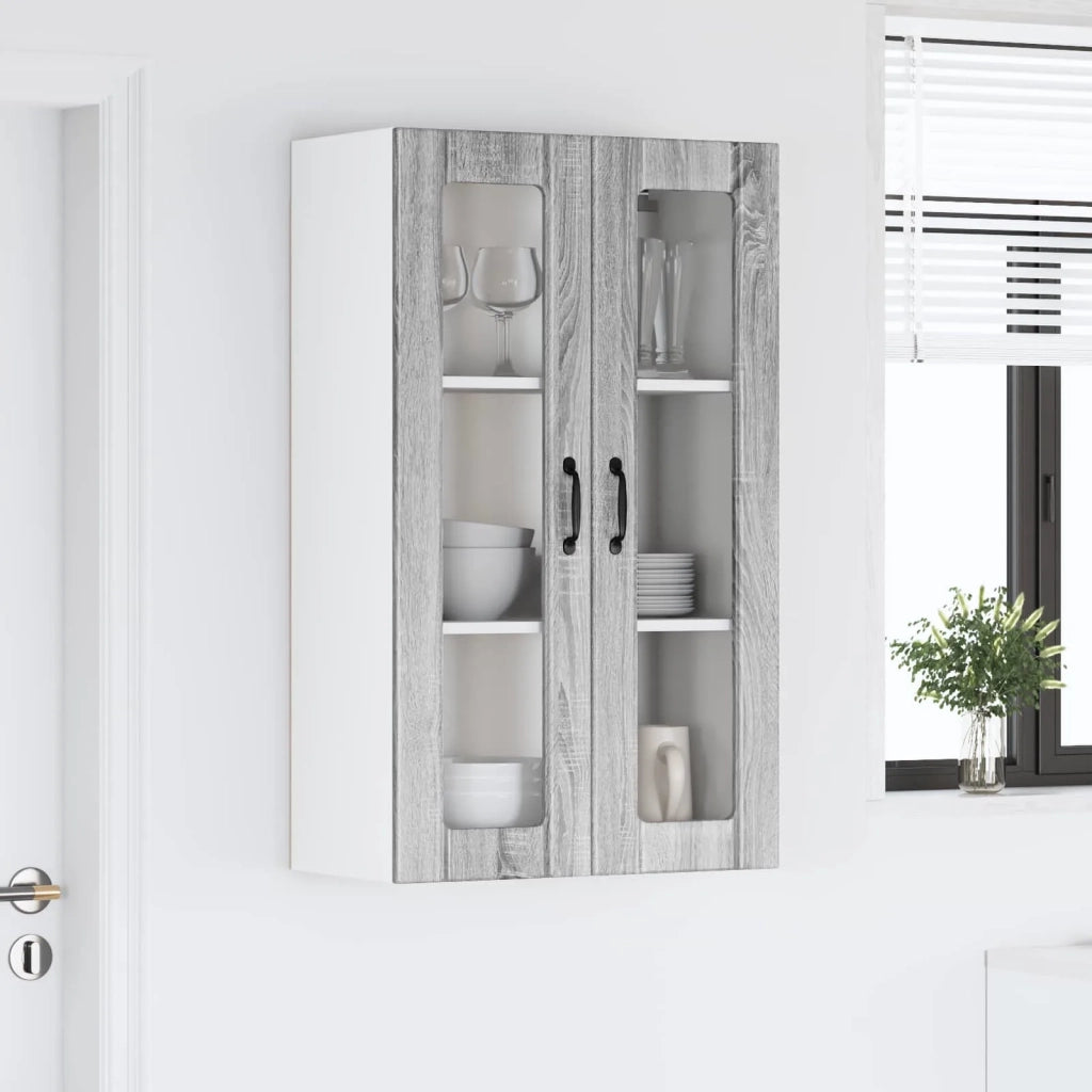 Pensile da cucina | Mobile in vetro da parete LUCCA Grigio Sonoma 60 x 31 x 100 cm