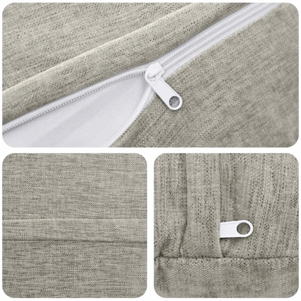 Federa 2 pz HEERLEN Grigio Chiaro Ø 50 cm Tessuto Chenille 922633