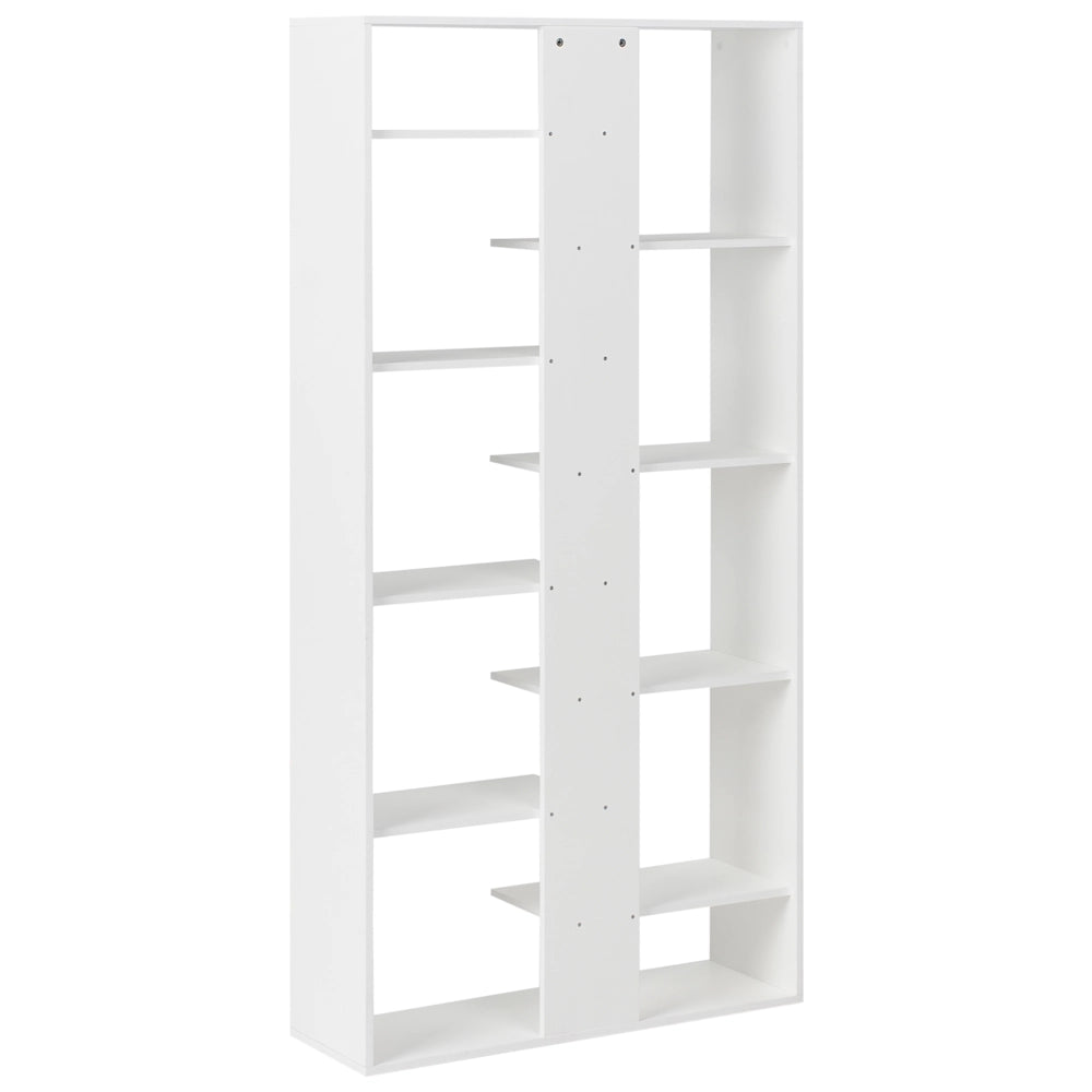 Libreria a 8 ripiani in truciolato bianco stile minimalista