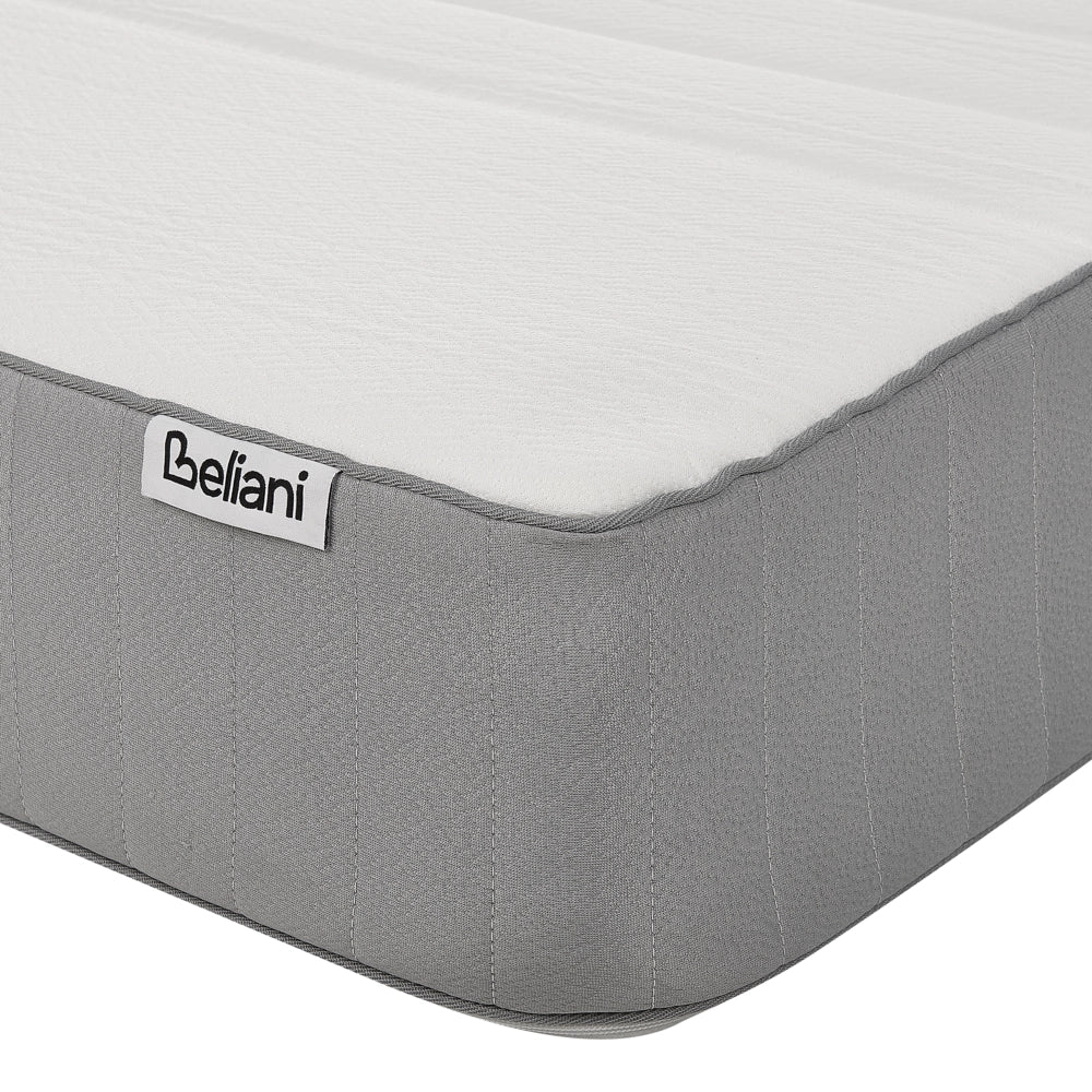 Materasso EU Medio 180 x 200 cm Bianco Grigio Schiuma Imbottitura Poliestere Sfoderabile