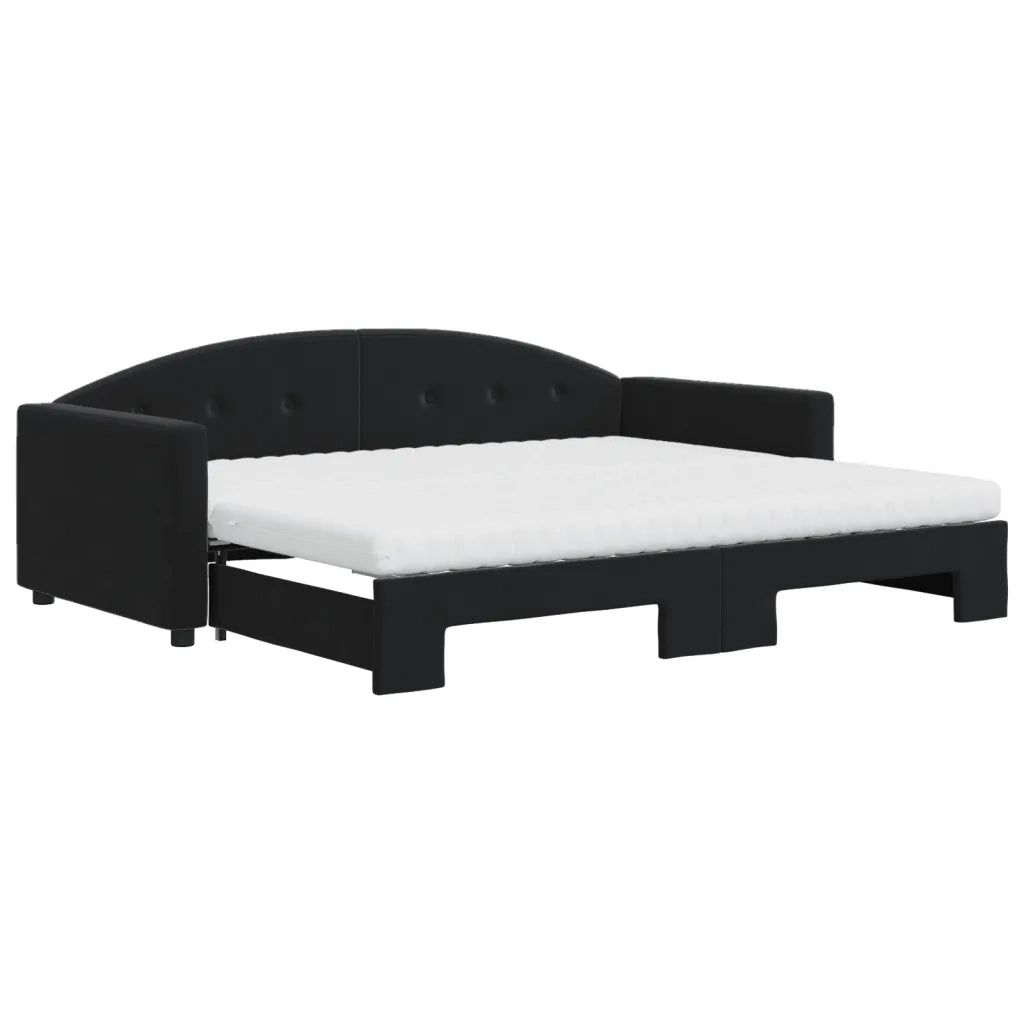 Divano Letto Estraibile con Materassi Nero 90x190 cm Vellutocod mxl 82689