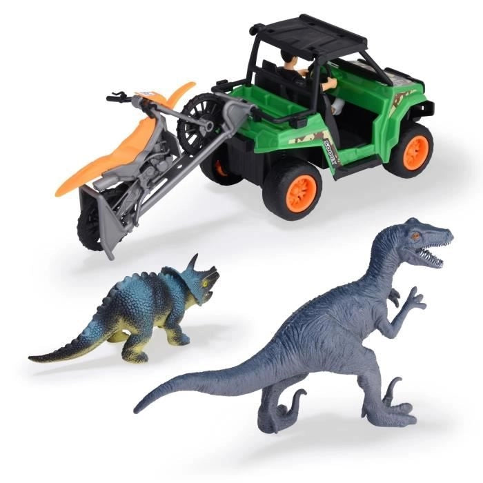 Scatola cacciatore di dinosauri - Dickie - 1 figura articolata e 2 dinosauri inclusi