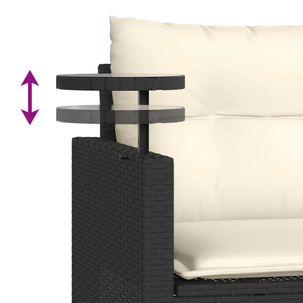 Set Divani da Giardino 3 pz | Set Salotto da Giardino con Cuscini in Polyrattan Nero