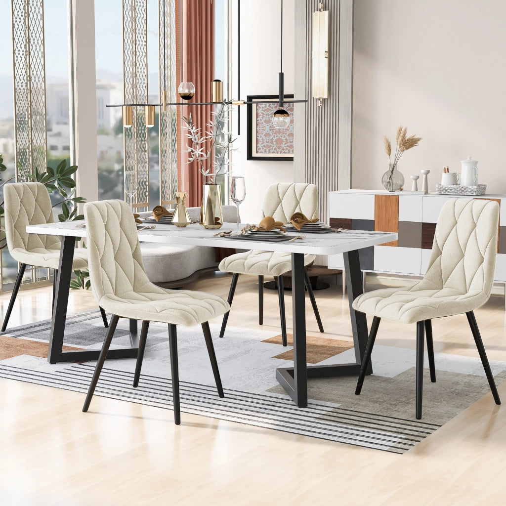 Tavolo da Pranzo Allungabile con 4 Sedie ¨C MINIMAL ¨C Rettangolare, Piano Nero, Gambe Nere, 117x68 cm