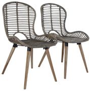Sedie da Pranzo 4 pz Marroni in Rattan Naturale cod mxl 68396