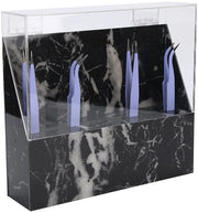 Ottimizzatore per Pinzette 8 Fessure - Supporto in Acciaio - Accessori di Salone - Raccordo di Magazzino - Copertura in Tela Translucida - 17,5 x 16 x 4 cm - Display per Pinzette