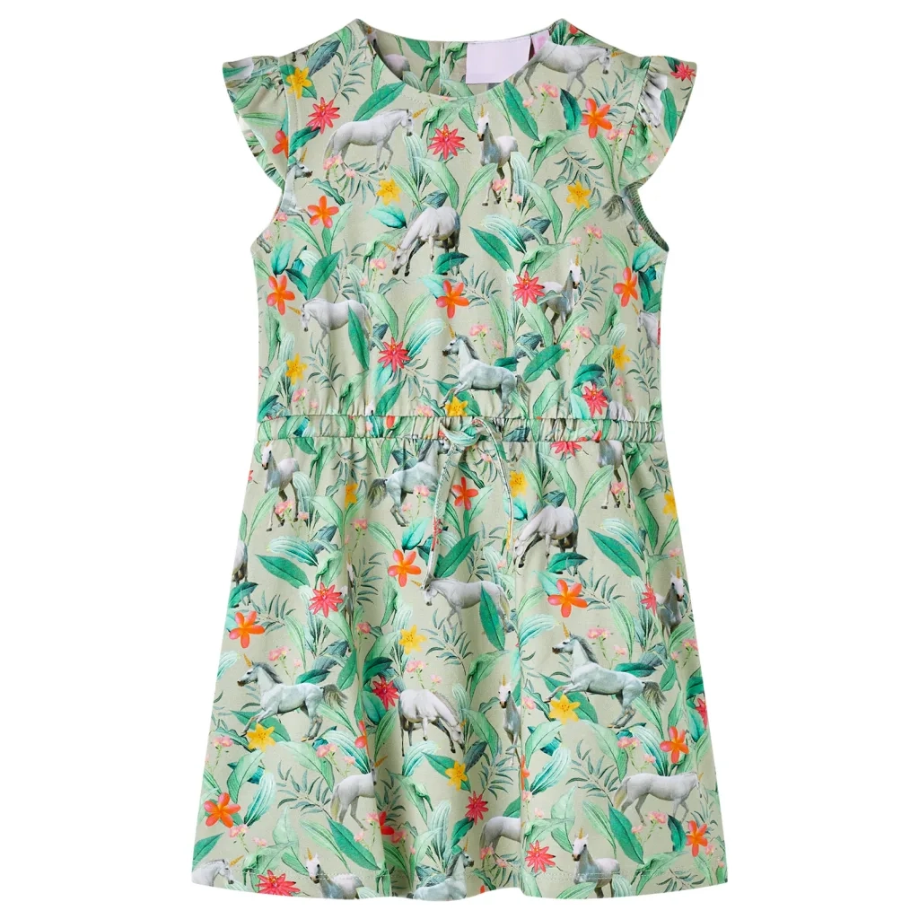 Abito Bambina Maniche Volanti Cachi Chiaro 116cod mxl 117015