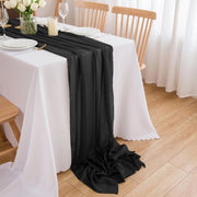 Tela da Cucina in Chiffon Nero con Lavorazione a Volant Decorativo, Misura 4m x 70 cm