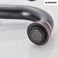 NALA | Rubinetto da bagno basso vintage Gastro nero spazzolato |. Rubinetto per lavabo retrò premium in acciaio inossidabile piccolo |