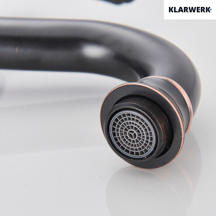 NALA | Rubinetto da bagno basso vintage Gastro nero spazzolato |. Rubinetto per lavabo retrò premium in acciaio inossidabile piccolo |