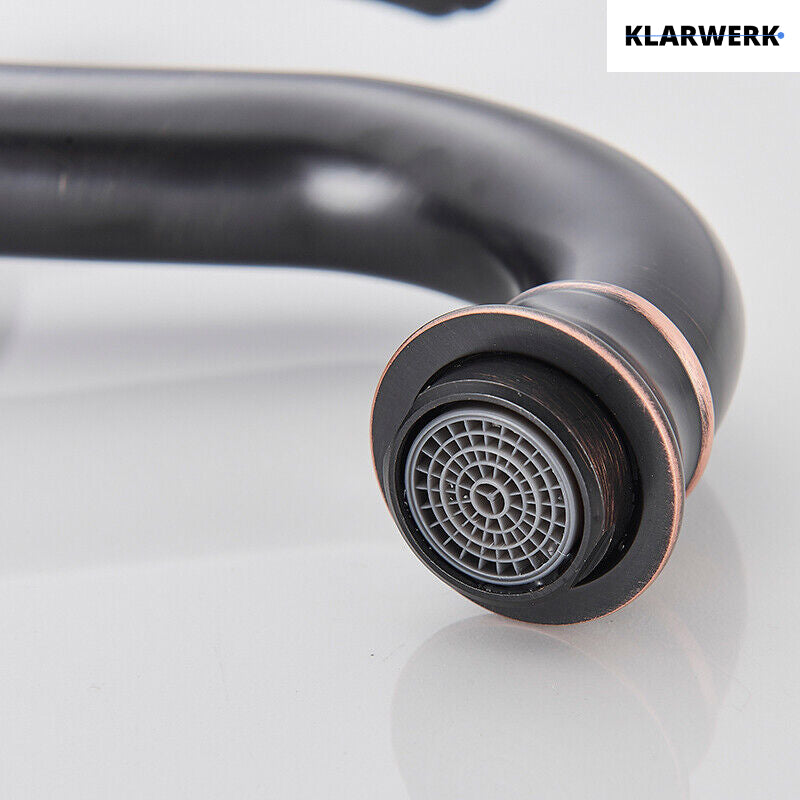 NALA | Rubinetto da bagno basso vintage Gastro nero spazzolato |. Rubinetto per lavabo retrò premium in acciaio inossidabile piccolo |