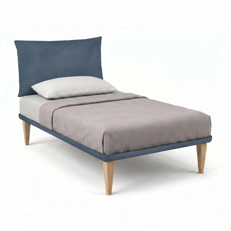 Letto imbottito Singolo 80x190 cm Soft - Con rete,Microfibra,Blu