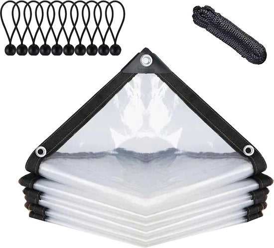 Telaio trasparente impermeabile con occhielli - Copertura per mobili da giardino e uso all'aperto, 2 x 2 m