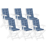 Set di 6 cuscini per sedie da giardino in poliestere blu con imbottitura per seduta e schienale design moderno imbottitura da esterno