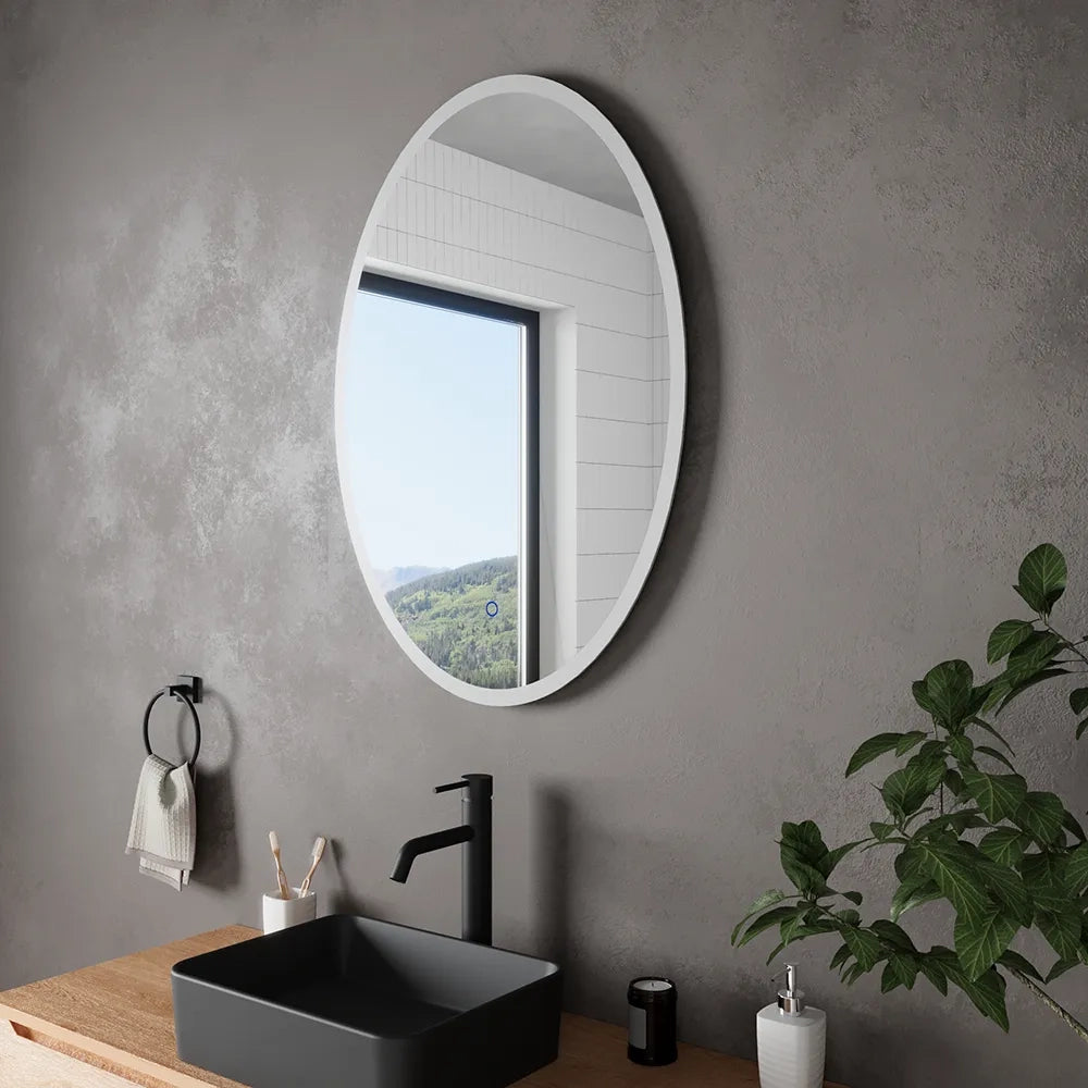 Specchio led ovale 50x70 cm touch screen luce calda/fredda | Leaf