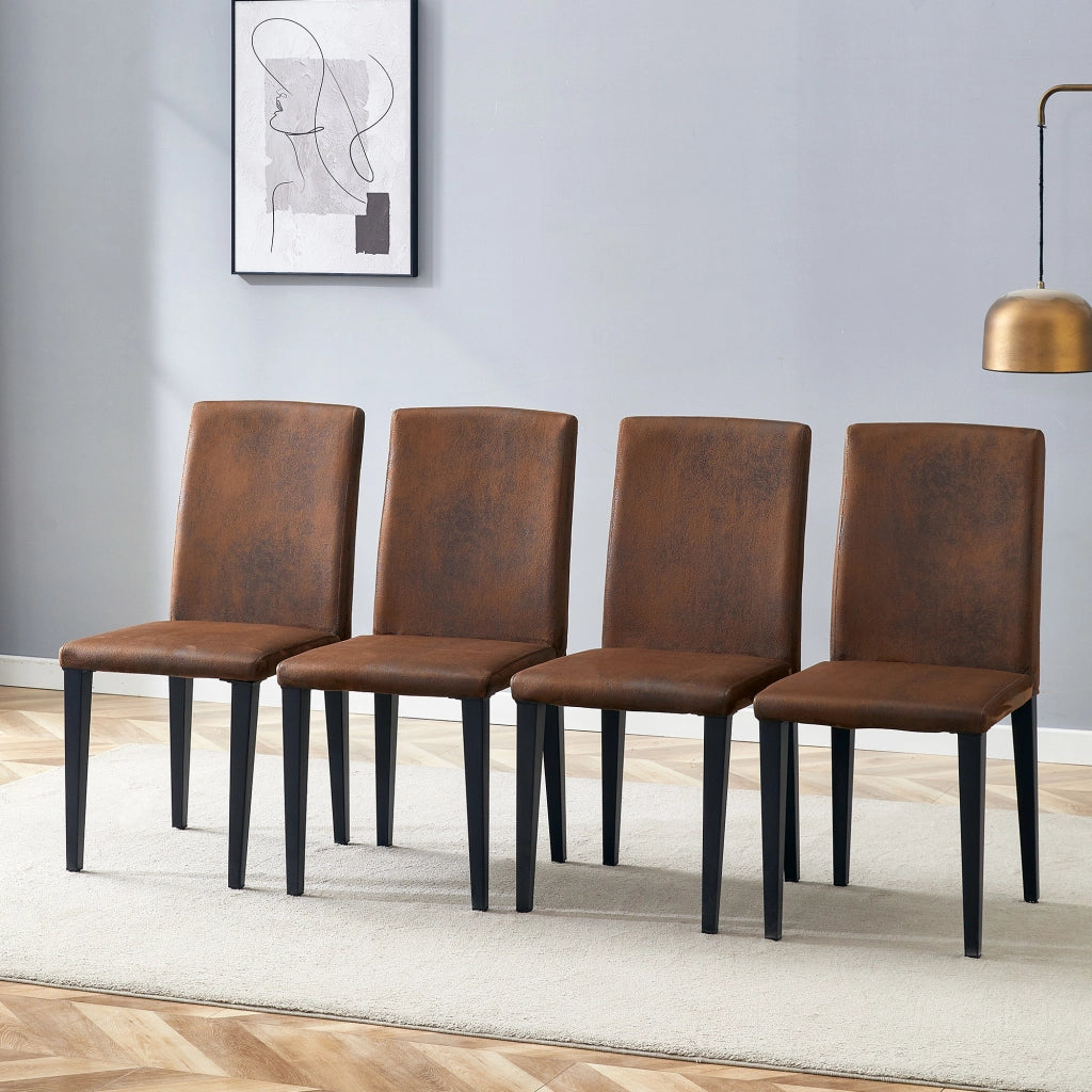 SEDIA DA PRANZO Set da 4 pezzi 90 cm Tessuto Marrone e Metallo Nero