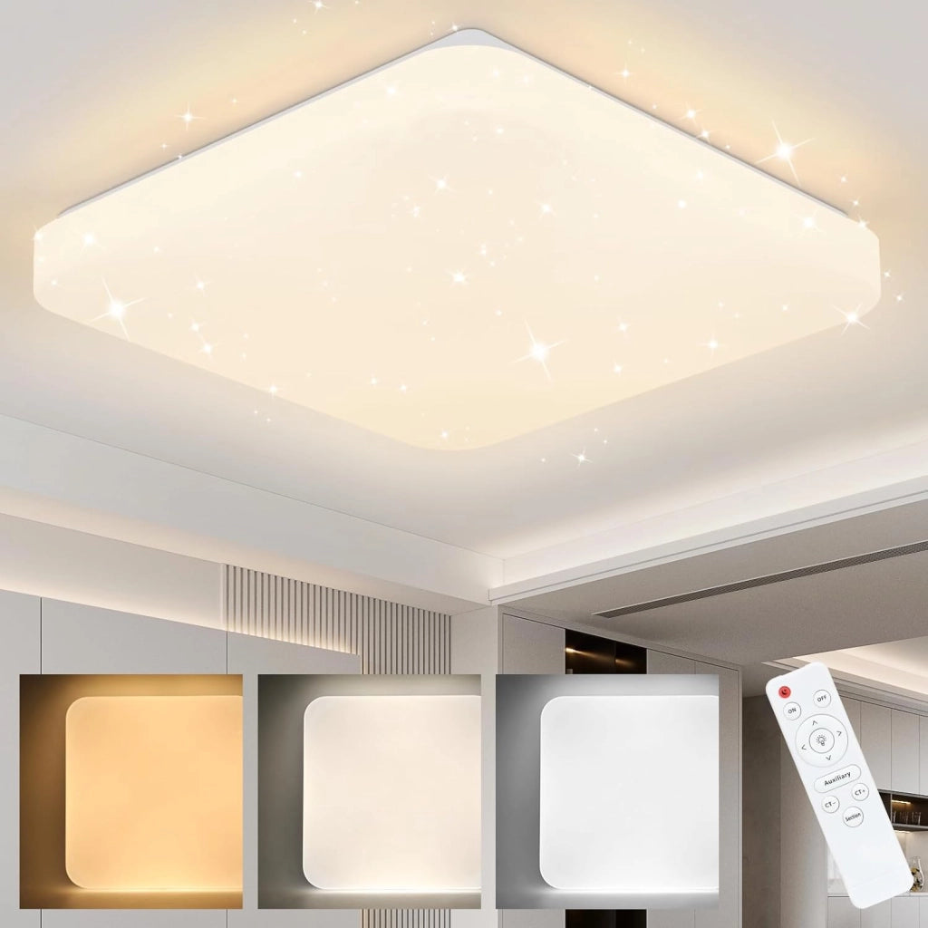 ZMH Lampada da soffitto plafoniera LED cielo stellato 37W dimmerabile telecomando 28 cm per camera letto cameretta