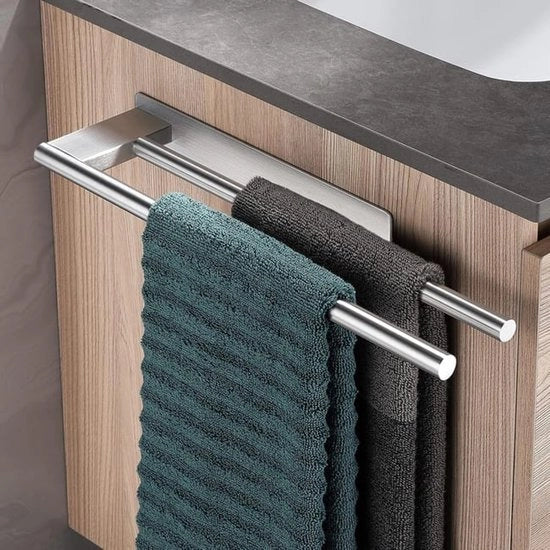 Manicotto per la doccia senza perforazione, in acciaio inox 304, con maniglia per asciugamano adesiva a doppio lato e supporti per fissaggio a parete a doppia parete.