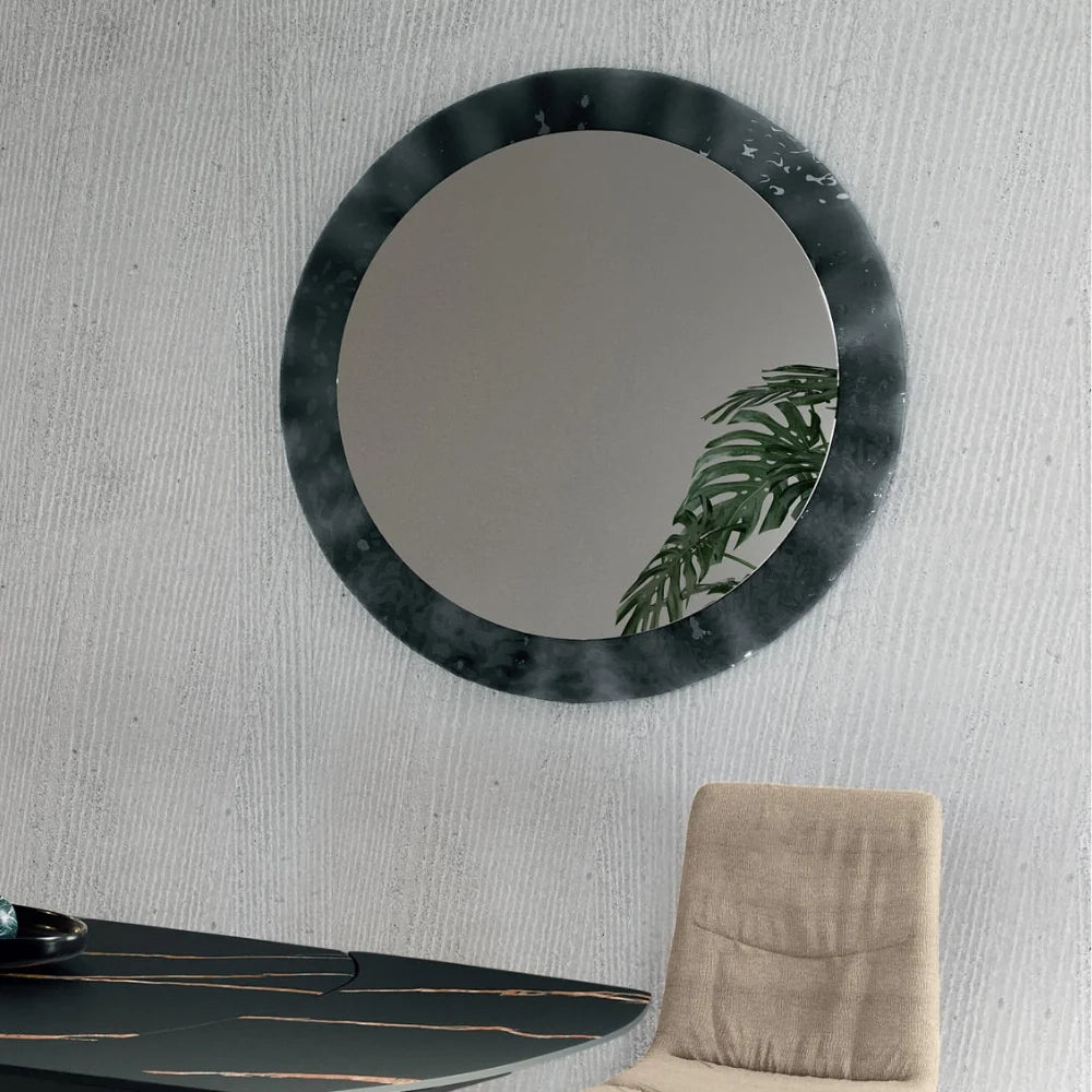 Specchio rotondo da parete Spherica con cornice in vetro fumé | Duzzle