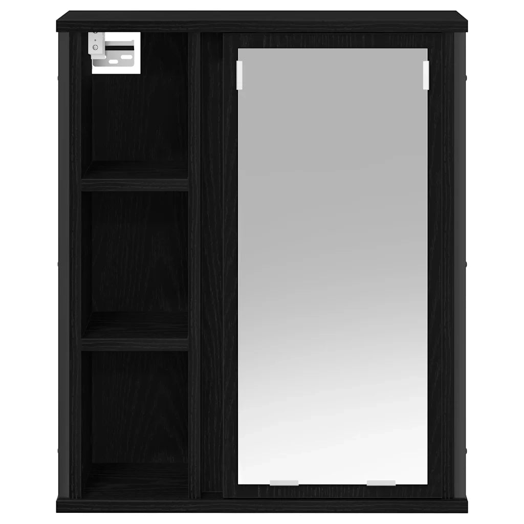vidaXL Pensile da Bagno con Specchio Rovere Nero 50x21x60 cm