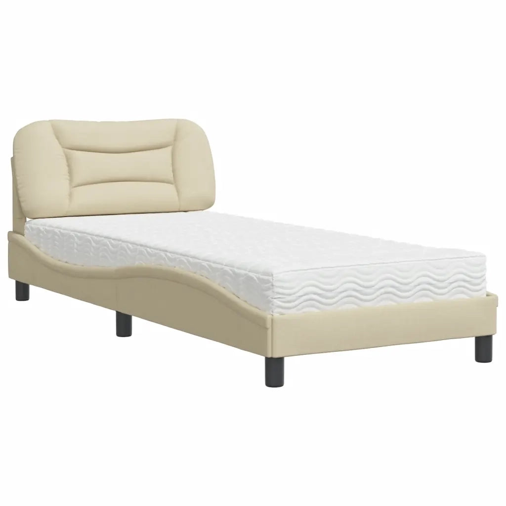 Letto con Materasso Hvar Crema 90x190 cm in Tessuto