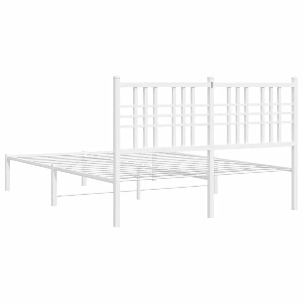 Letto matrimoniale | Letto per adulti | Giroletto con Testiera Metallo Bianco 140x190 cm
