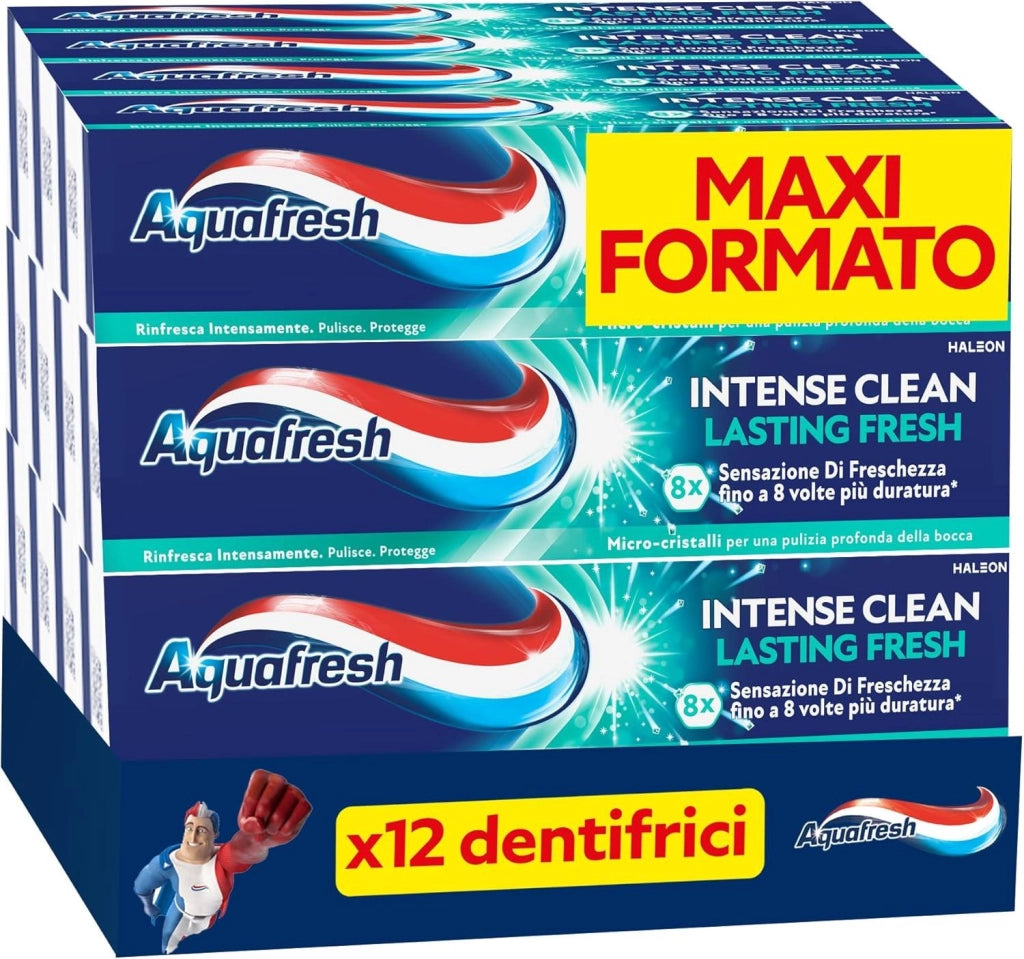 AQUAFRESH SET 12 DENTIFRICI INTENSE CLEAN LASTING FRESH 75 ML L'UNO PRODOTTI PER DENTI