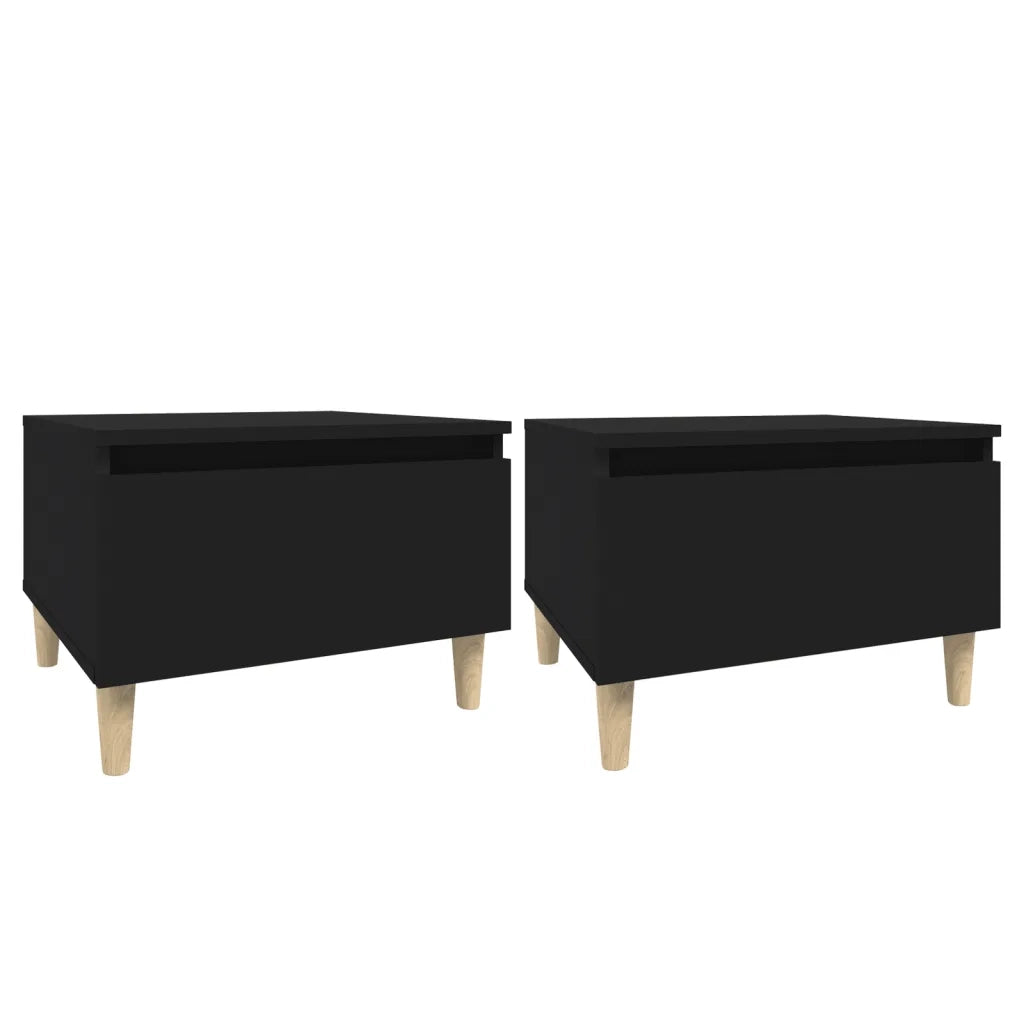 Tavolini 2pz Neri 50x46x35 cm in Legno Multistrato 819503