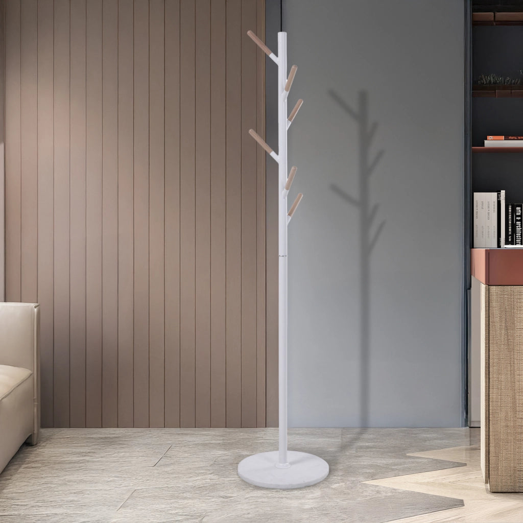 Appendiabiti da Terra Nacka Design Albero Altezza 172 cm Bianco [en.casa]