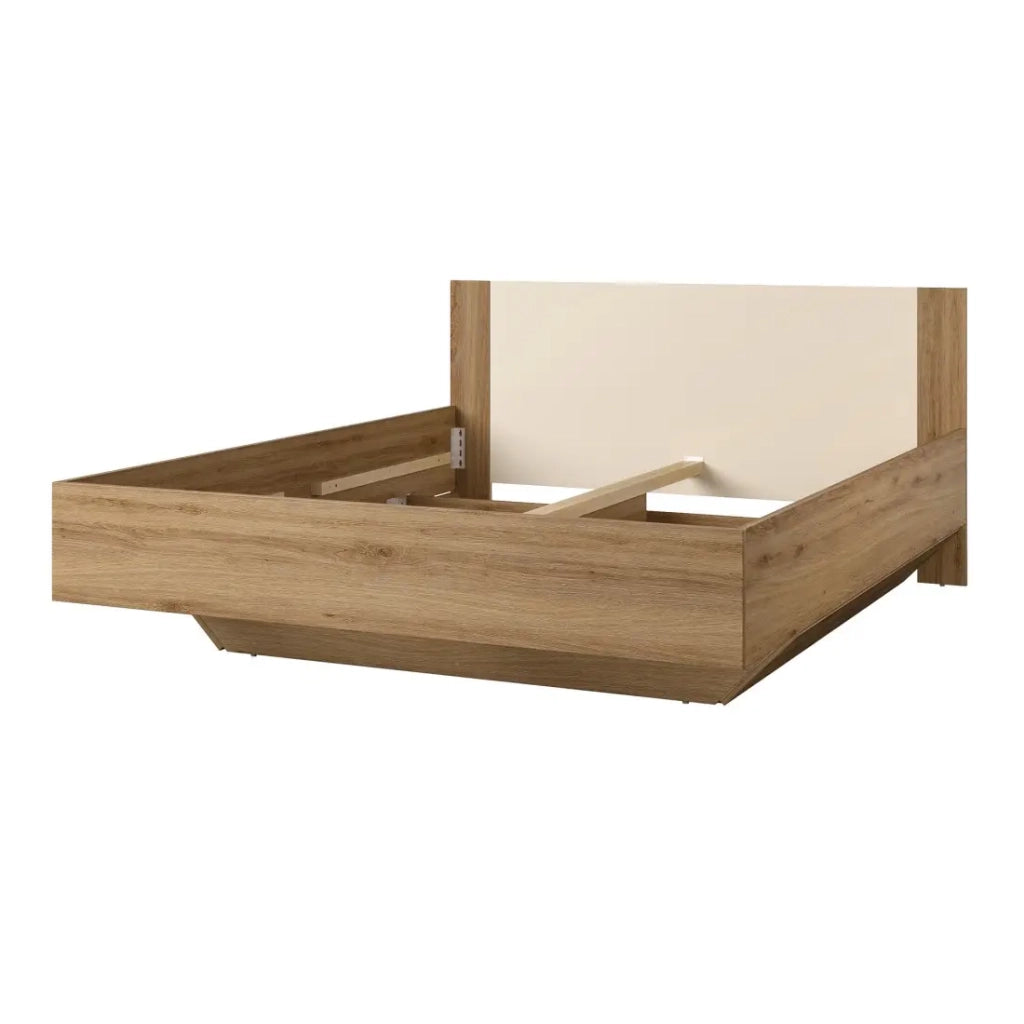 Letto VERTIGO – 160x200 cm – Quercia selvatica e beige sabbia – Senza rete – Piede del letto design