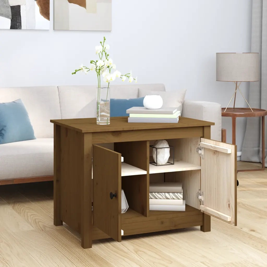 Tavolino da Salotto-Tavolino da soggiorno-Tavolo ambra 71x49x55 cm in Legno Massello di Pino 963096