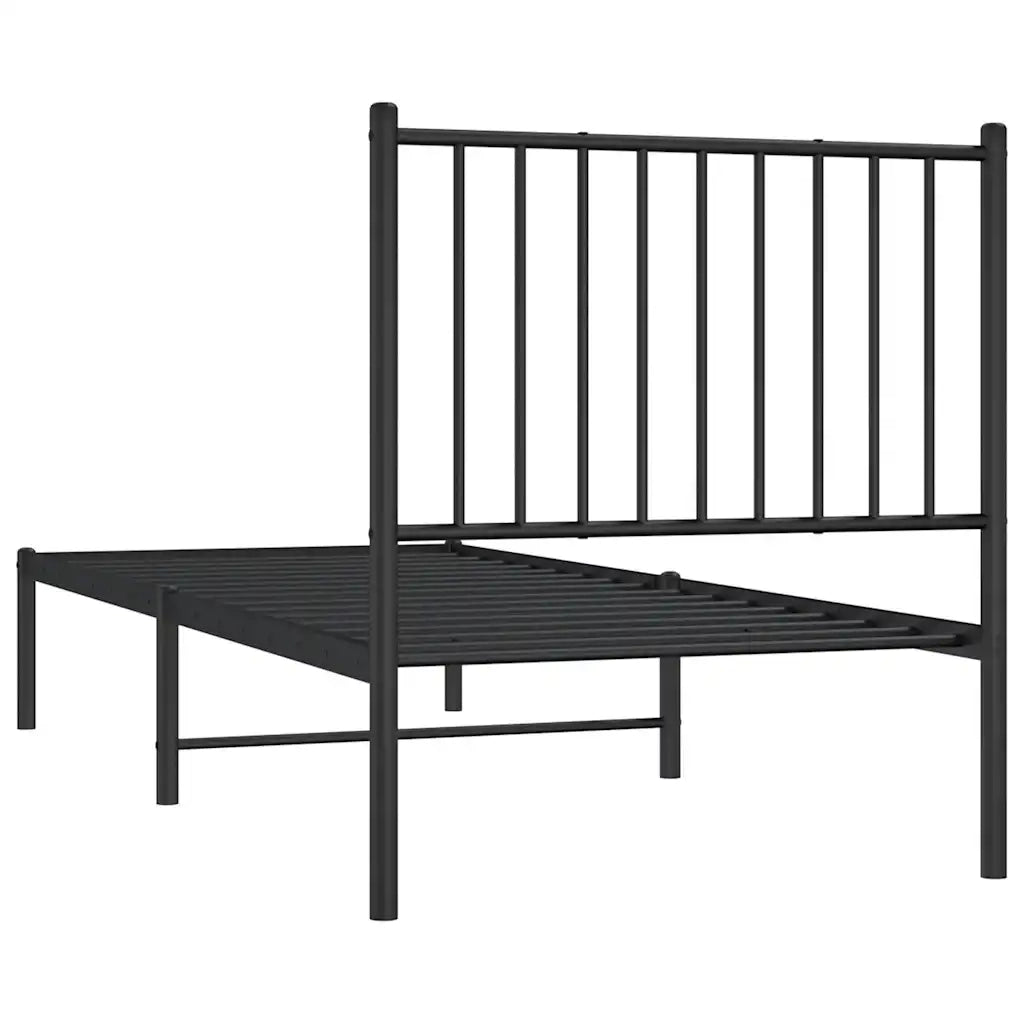 Giroletto con Testiera-Struttura Letto con testiera in Metallo Nero 75x190 cm 575609