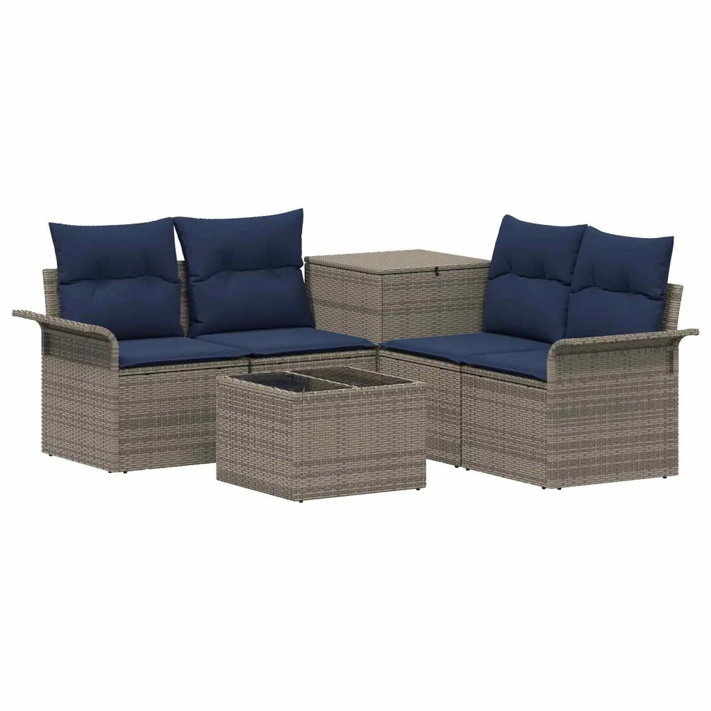 Set di divani 6 pz 4-Numero di posti Grigio e Blu Navy 3447081