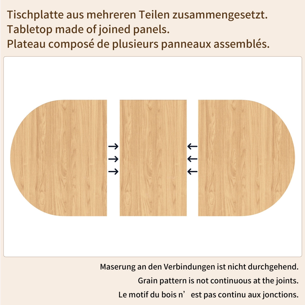 Tavolo da pranzo allungabile con vano portaoggetti nascosto, in MDF, per cucina e soggiorno, naturale 120-160 × 80 × 76 cm