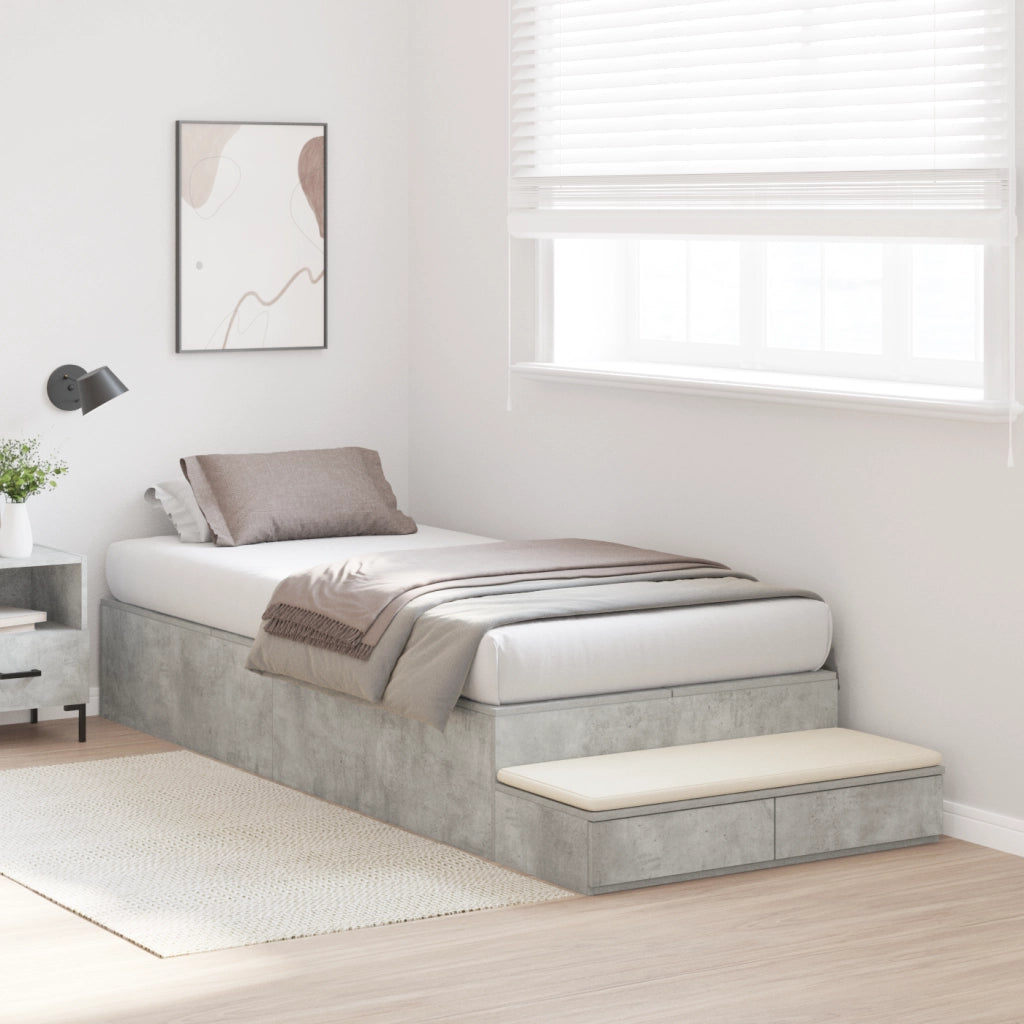 Struttura Letto con Contenitore Grigio Cemento 90x190 cm