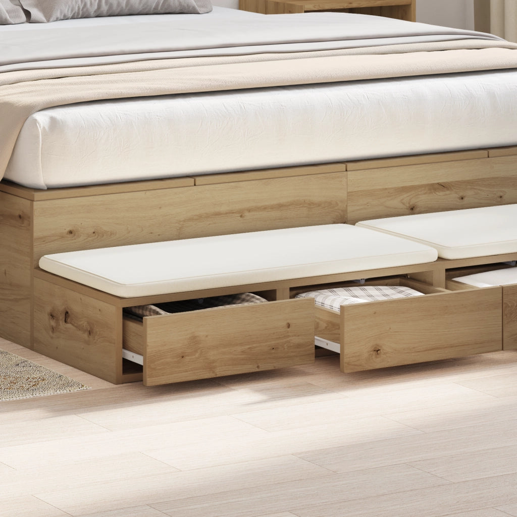 Cassetti per Letto Rovere Artigianale 150x36,5x16,5 cm Legno Ingegnerizzato