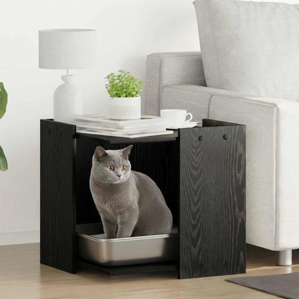 Rifugio per lettiera per gatti Rovere nero 53 x 53 x 51 cm 884069