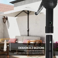 Ombrellone da Parete Mezzaluna Salvaspazio con Apertura a Manovella, Crema