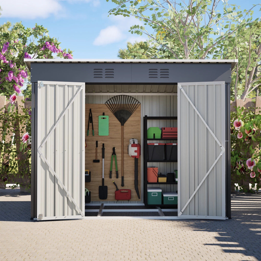 Casetta da Giardino 242×126×182cm in Metallo Grigio