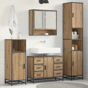 Set di mobili per il bagno con porta 4 pcs Rovere artigianale 3402436