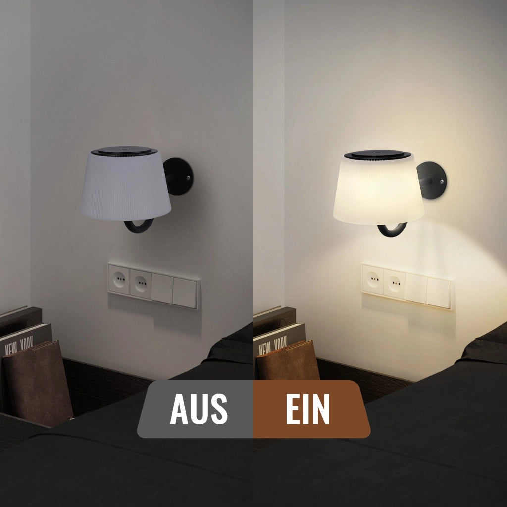 ZMH Applique da parete 2 luci da parete LED dimmerabili con interruttore faretti da parete wireless neri moderni