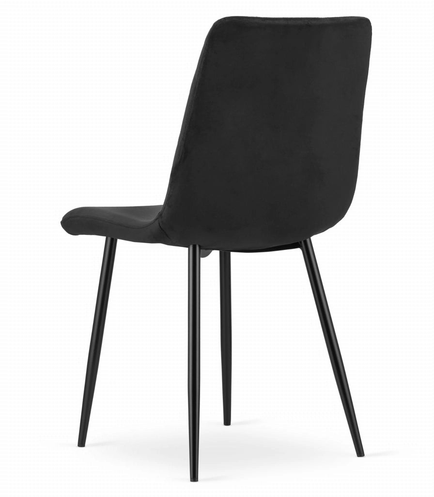 Sedia VALORA TURIN - Ergonomica in velluto nero per sala da pranzo/ufficio x 3