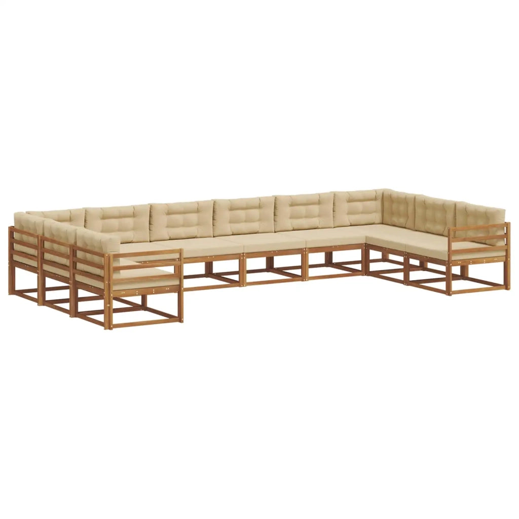 Set di divani da esterno con cuscino 10 pcs Naturale e Beige