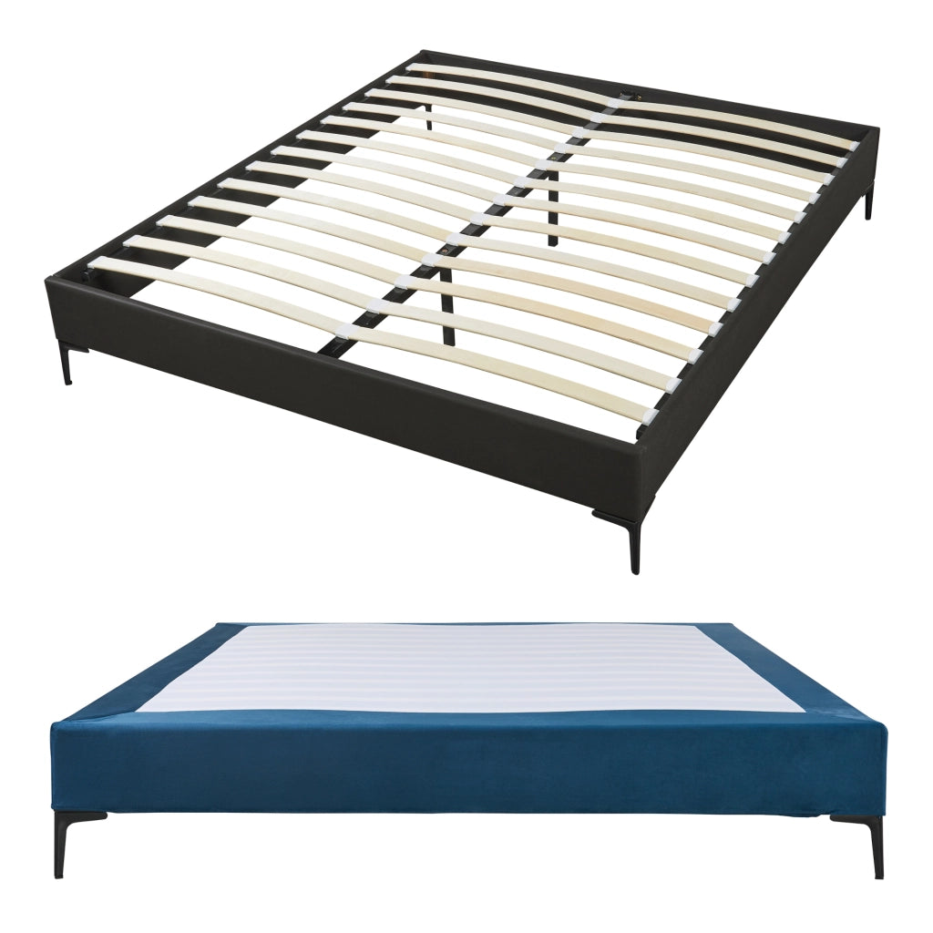 Letto Matrimoniale Lilla con Materasso 180x200 cm Fodera Protettiva Blu [en.casa]