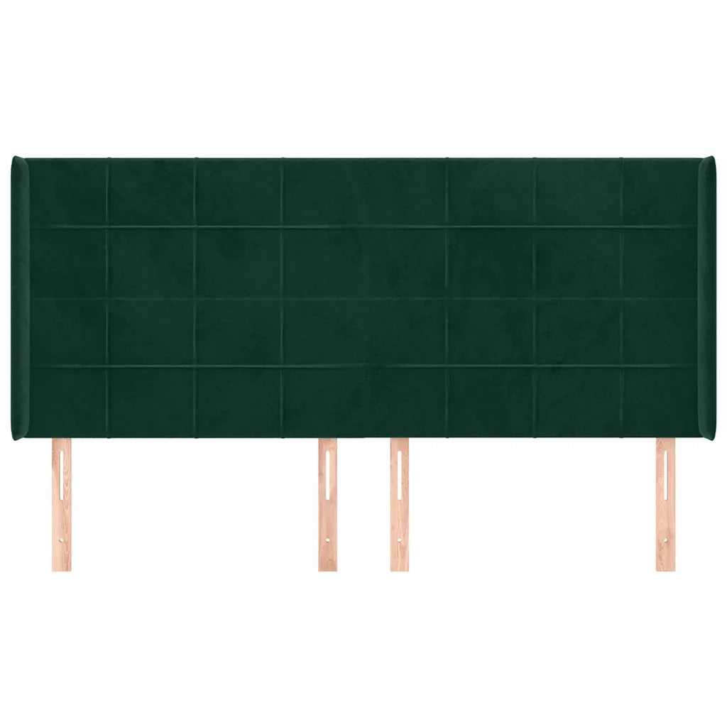 Testiera | Testata ad Orecchio Verde Scuro 203x16x118/128 cm in Velluto