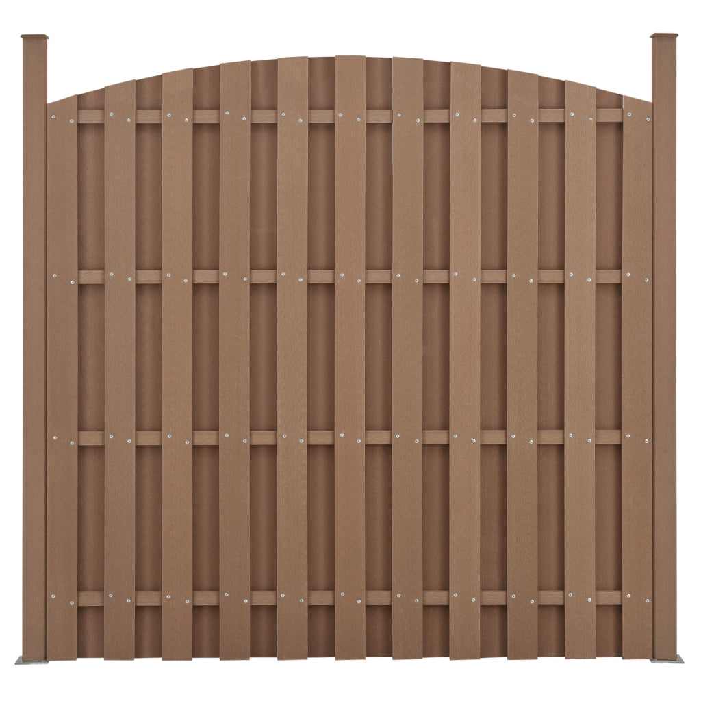 Set di 3 Pannelli Steccato ad Arco con Doghe in WPC e Base in Acciaio (AxL)185x562 cm - Marrone NEU.HOLZ