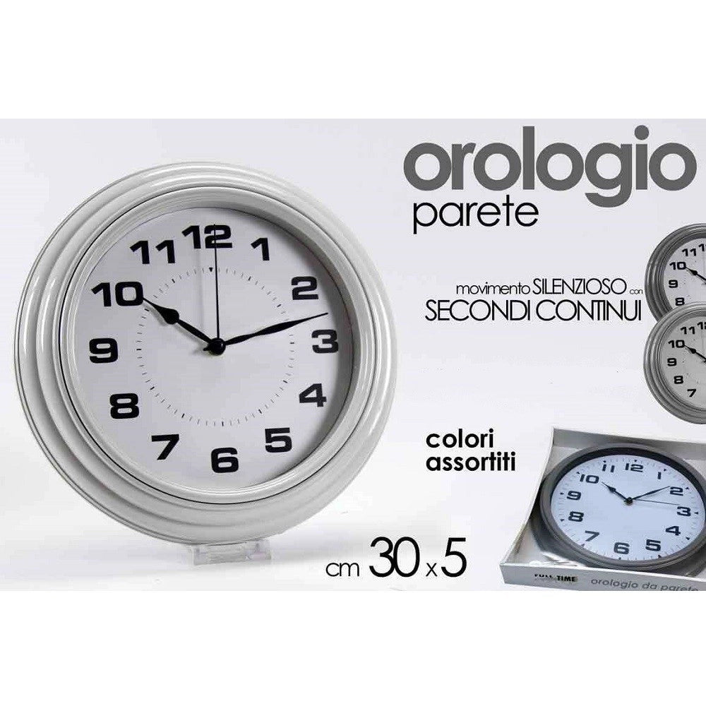 Trade Shop - Orologio Silenzioso Parete Stile Anticato Tondo 30x5cm Plastica Colori Ass 667688 -