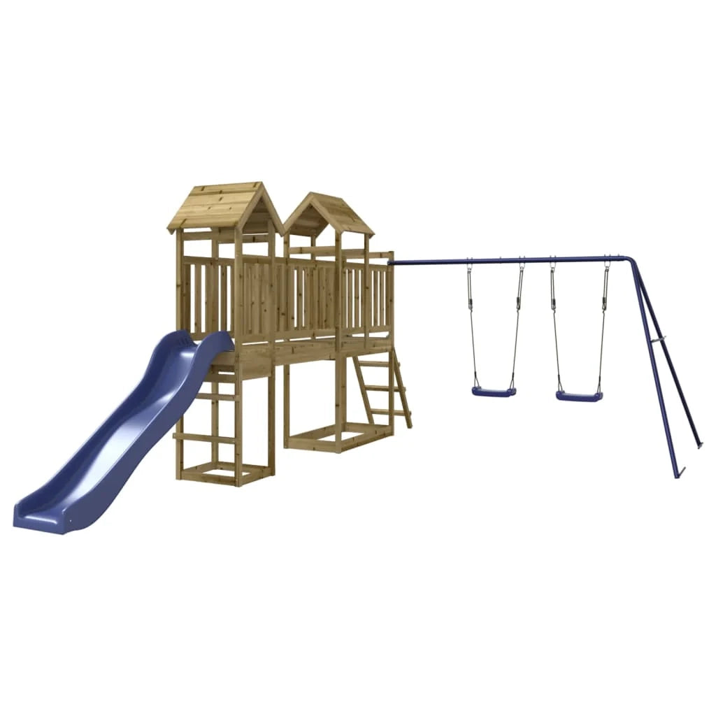Altalene per parco giochi all'aperto scivolo altalene robuste giochi da giardino 313 x 525 x 214 cm legno di pino impregnato 02_0004655