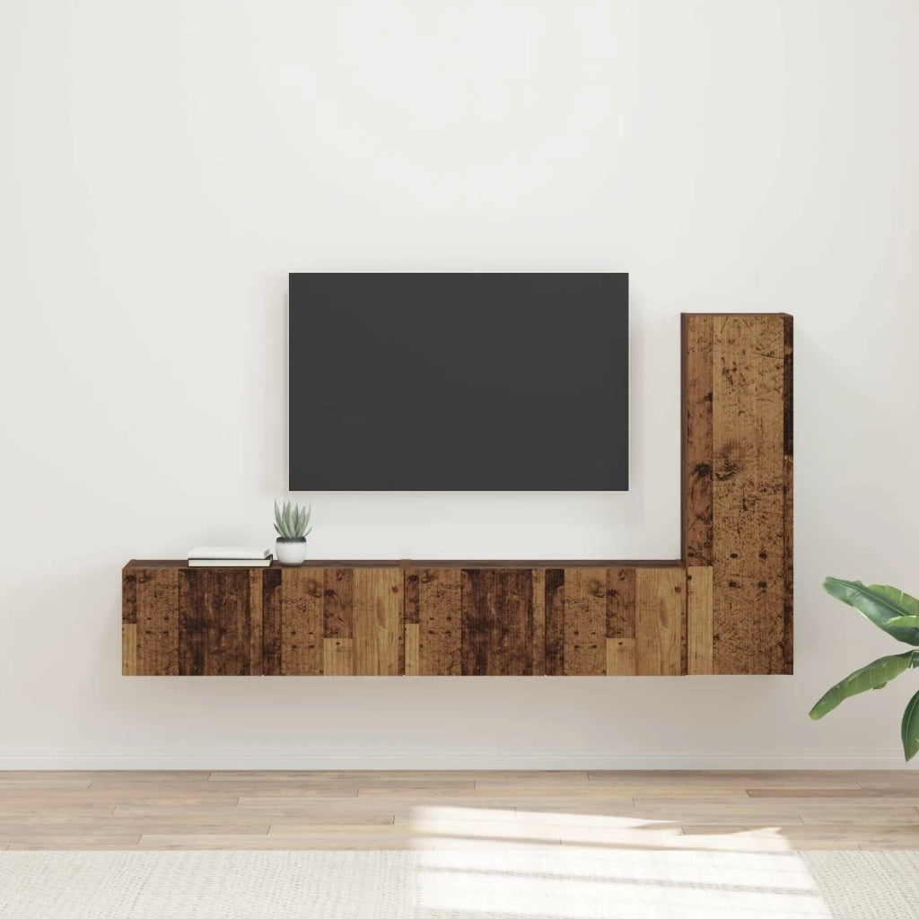 Set mobile TV 3 pz | Armadietto TV | Mobile Porta TV Legno vecchio Legno multistrato